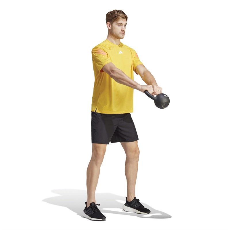 adidas Mens Train Icons 3-Stripes Training T-Shirt Bold Gold