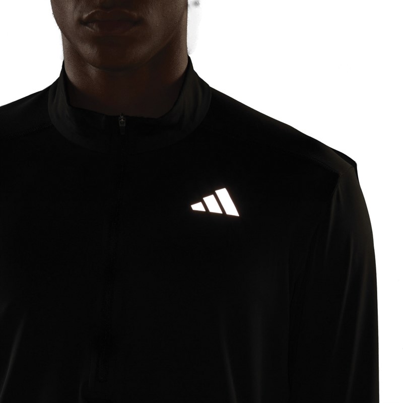 adidas Mens Own The Run 1/2 Zip Long-sleeve Running Top Black