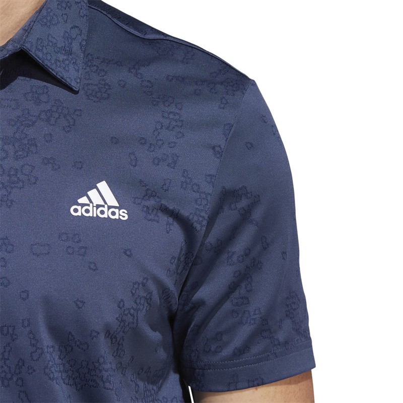 adidas Mens Jacquard Golf Polo Crew Navy/Collegiate Navy