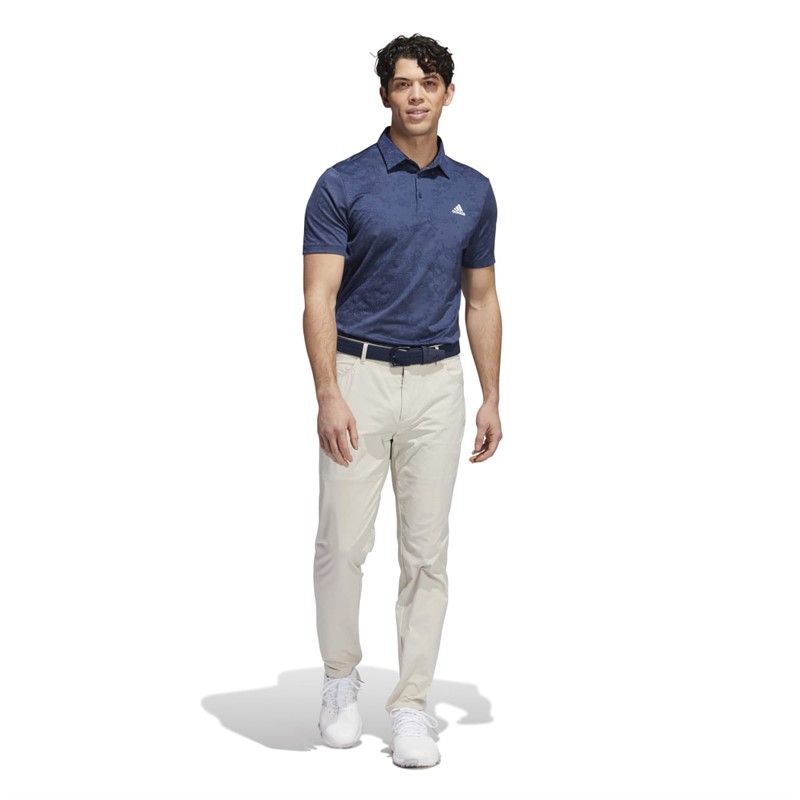 adidas Mens Jacquard Golf Polo Crew Navy/Collegiate Navy
