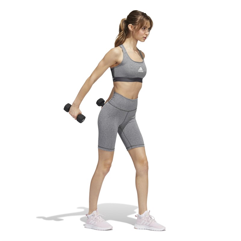 adidas Womens Optime Aeroready Tight Shorts Dark Grey Heather