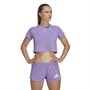 adidas Womens Train Essentials Aeroready 3 Bar Logo Cropped Top Violet Fusion