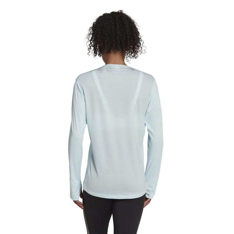 adidas Womens Own The Run Aeroready Long Sleeve Top Almost Blue