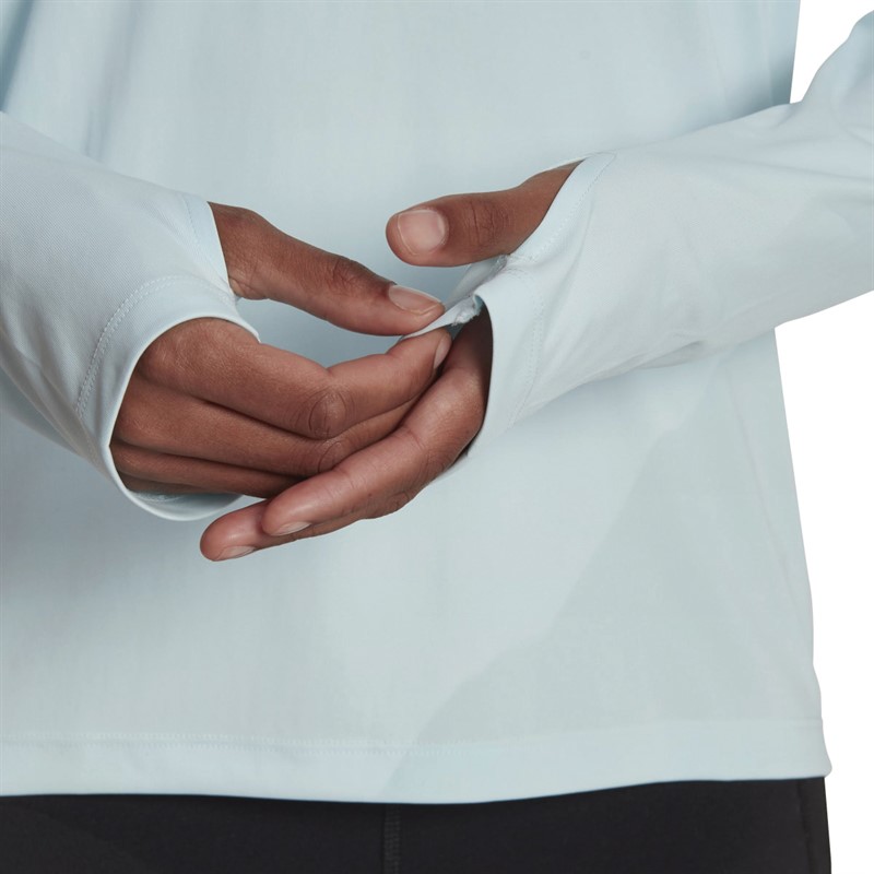 adidas Womens Own The Run Aeroready Long Sleeve Top Almost Blue