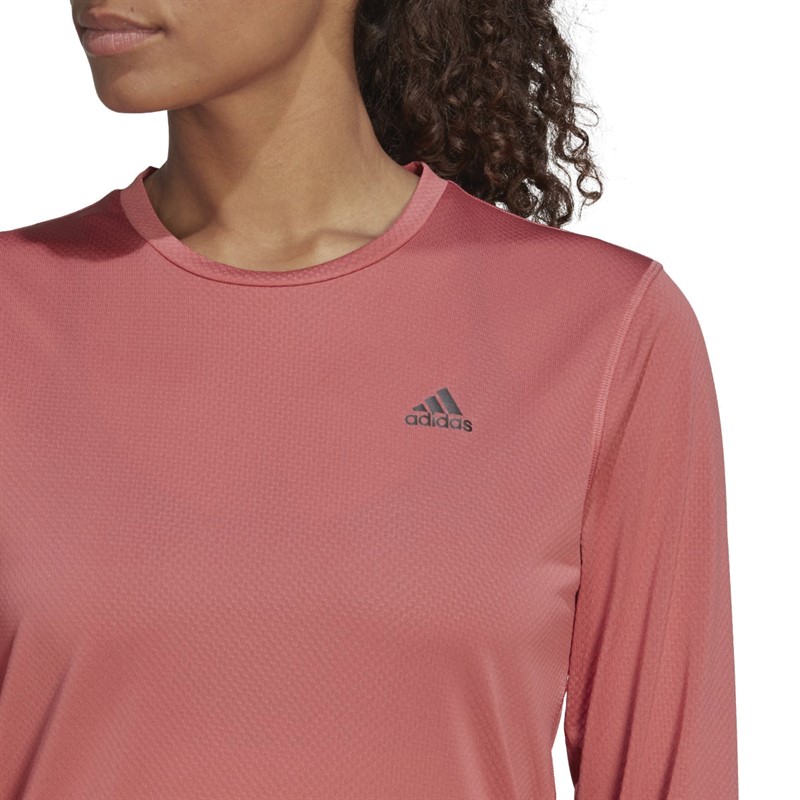 adidas Womens Run Icons Aeroready Long Sleeve Top Wonder Red