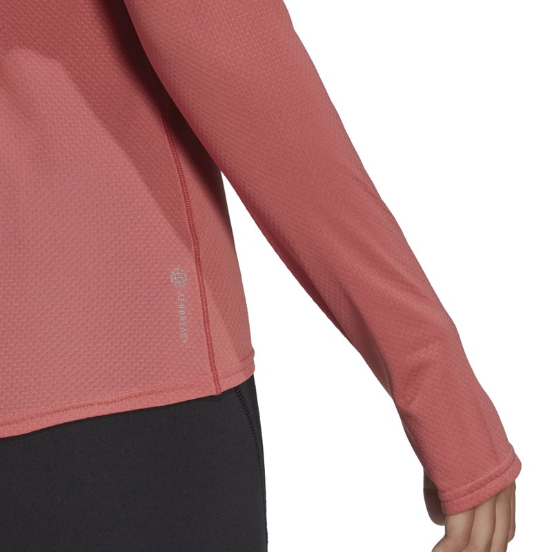 adidas Womens Run Icons Aeroready Long Sleeve Top Wonder Red
