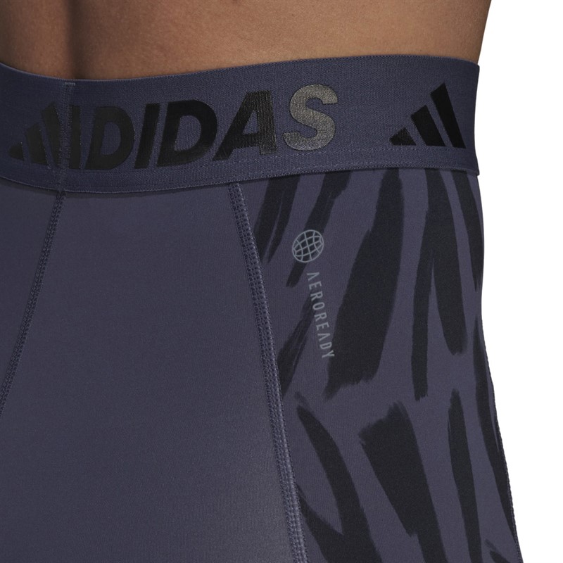 adidas Womens Aeroready Techfit Graphic Tight Leggings Shadow Navy
