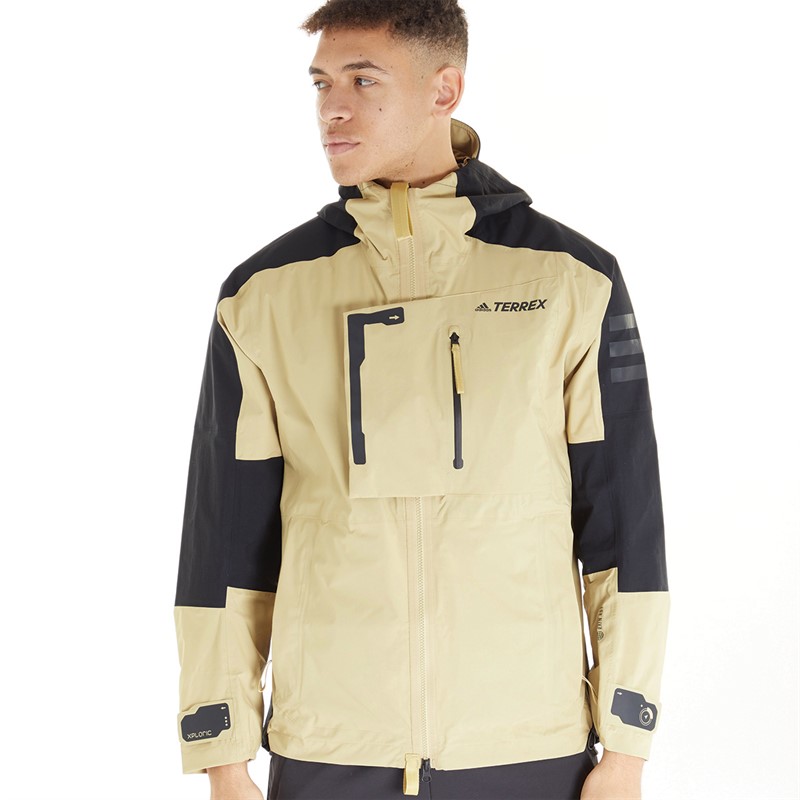 adidas Mens Terrex Xploric Rain.Rdy Hiking Jacket Beige Tone/Black