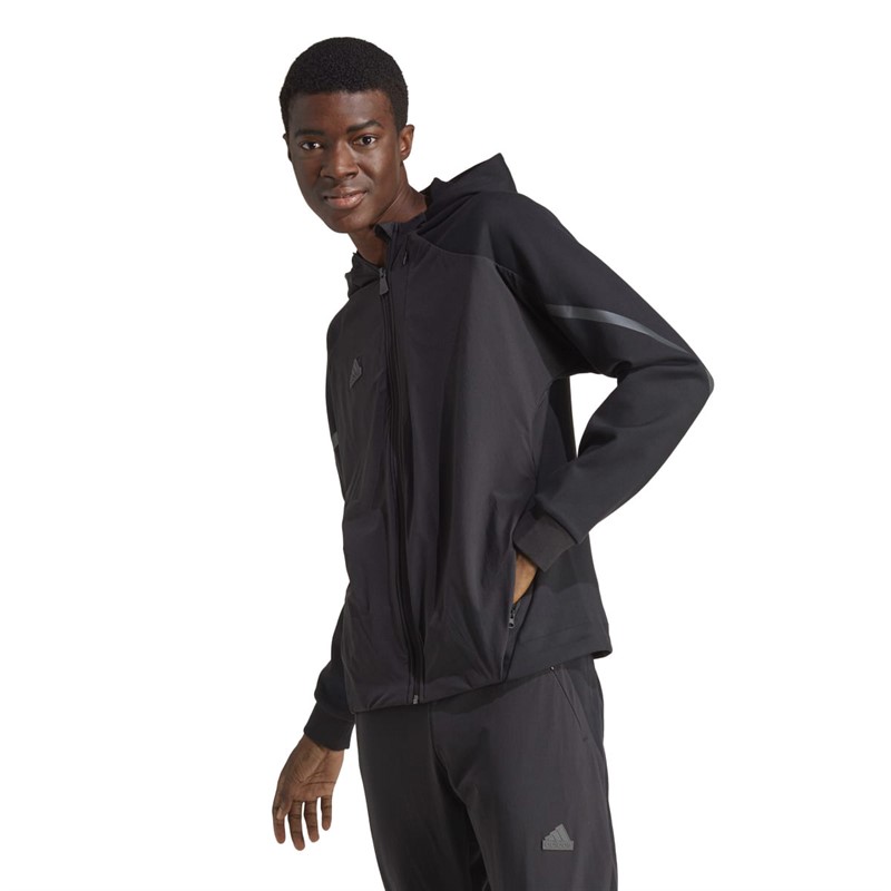 adidas Mens Designed For Game Day Premium Full Zip Hoodie Black