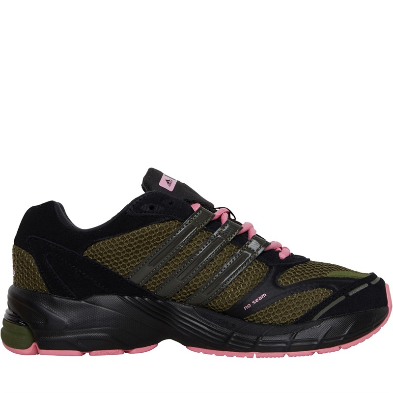 adidas Womens Supernova Cushion 7 Trainers Core Black/Focus Olive/Blink Pink