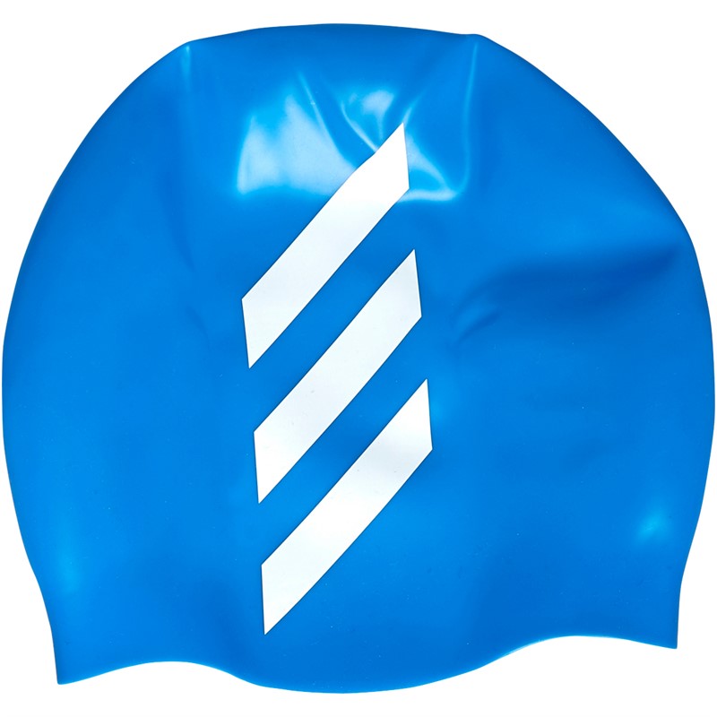 adidas Kids 3-Stripes Silicone Swimming Cap Blue Rush/White