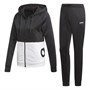 adidas Womens Linear French Terry Tracksuit Black/White/Black