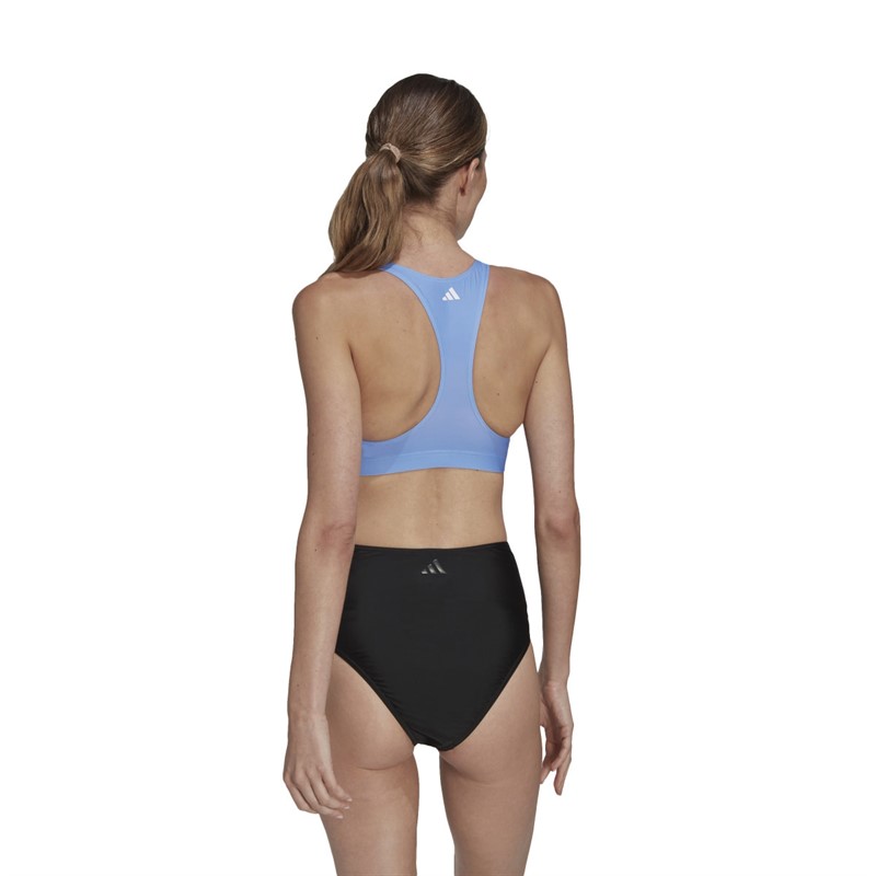 adidas Womens Big Bars Bikini Top Blue Fusion/Victory Blue/White