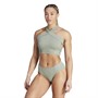 adidas Womens Ribbed Active Seamless Halter Bra Silver Green