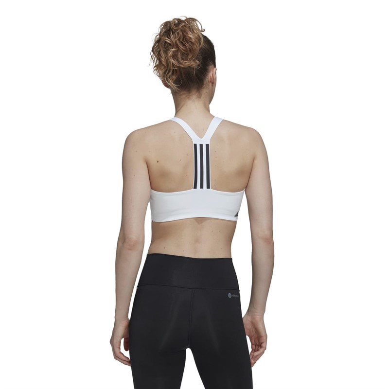 adidas Womens Powerimpact Aeroready Medium Support Sports Bra White/Black