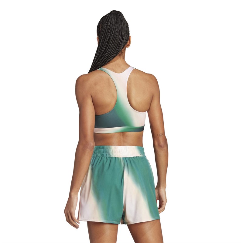 adidas Womens Powerimpact Aeroready Medium Support Sports Bra Semi Core Green/Black