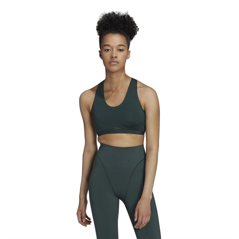 adidas Womens Aeroready Medium Support Eqt Sports Bra Shadow Green