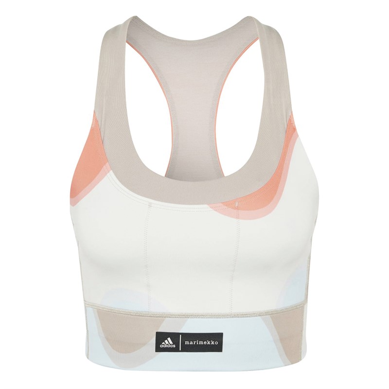 adidas Womens X Marimekko Aeroready Pocket Sports Bra Semi Coral/Light Brown