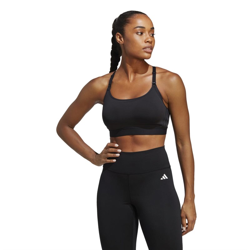 adidas Womens Powerimpact Aeroready Medium Support Maternity Sports Bra Black/Carbon