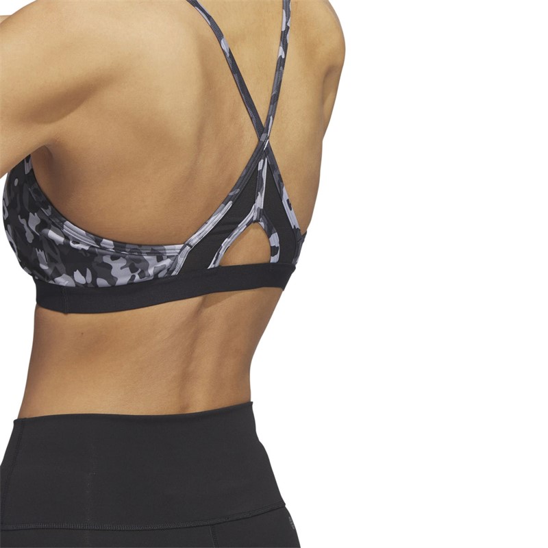 adidas Womens Aeroreact Aeroready Light Support Sports Bra Black/Magic Solar Grey