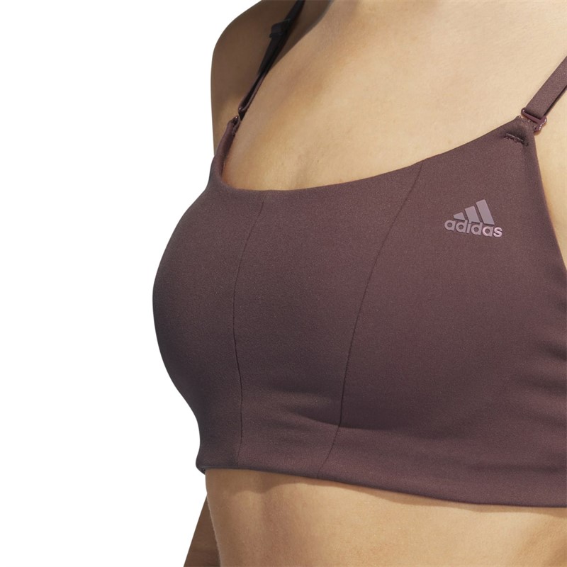 adidas Womens Yoga Studio Aeroready Light Support Sports Bra Quick Crimson