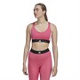 adidas Womens Powerreact Aeroready Hyperglam Medium Support Sports Bra Pulse Magenta/White