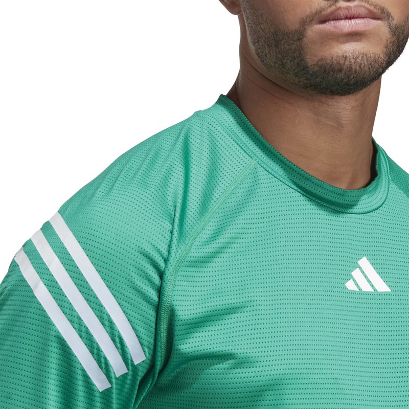 adidas Mens Train Icons 3-Stripes Training T-Shirt Court Green