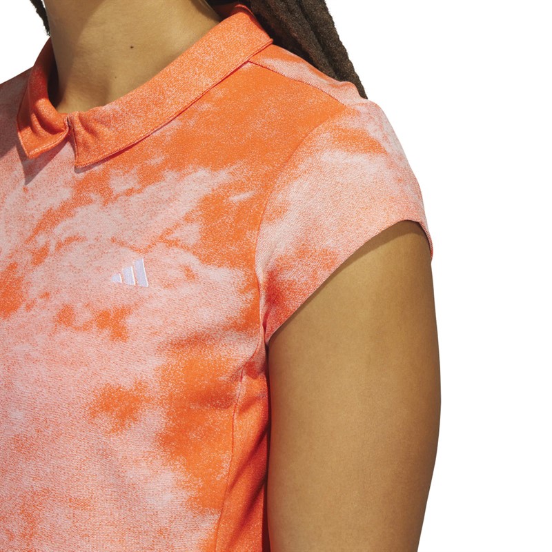 adidas Womens Made To Be Remade Back Button Jacquard Golf Polo Semi Impact Orange