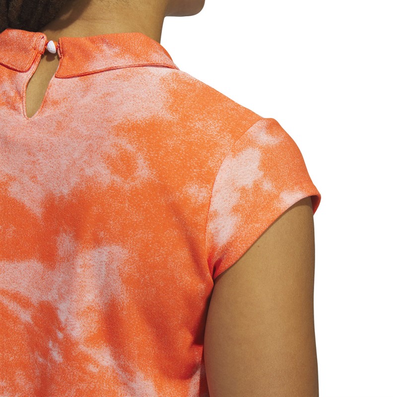 adidas Womens Made To Be Remade Back Button Jacquard Golf Polo Semi Impact Orange