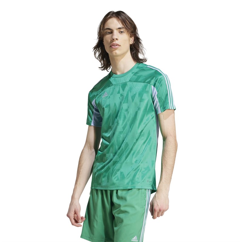 adidas Mens Tiro Home Jersey Green/Blue Dawn