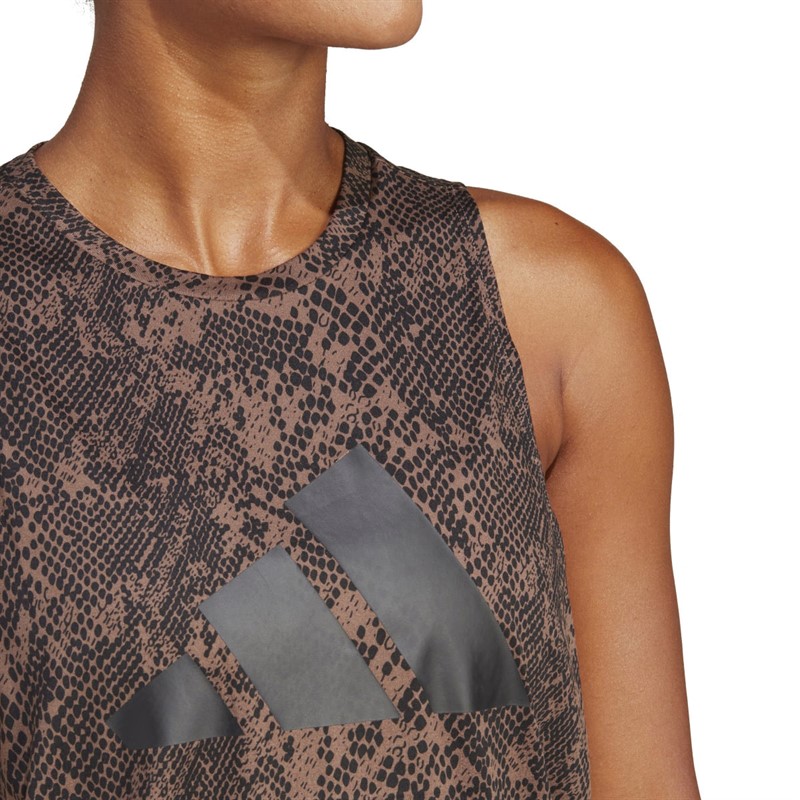 adidas Womens Train Icons Aeroready Allover Print Tank Earth Star/Black