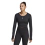 adidas Womens Studio Aeroready Long Sleeve Top Black/White