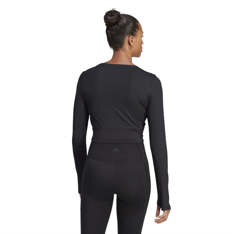 adidas Womens Studio Aeroready Long Sleeve Top Black/White