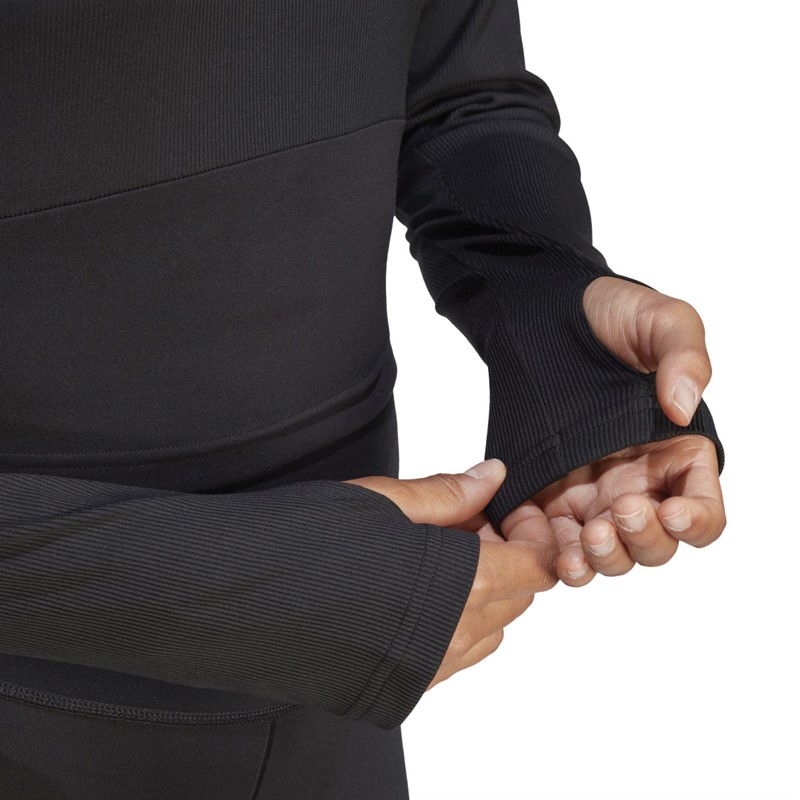 adidas Womens Studio Aeroready Long Sleeve Top Black/White