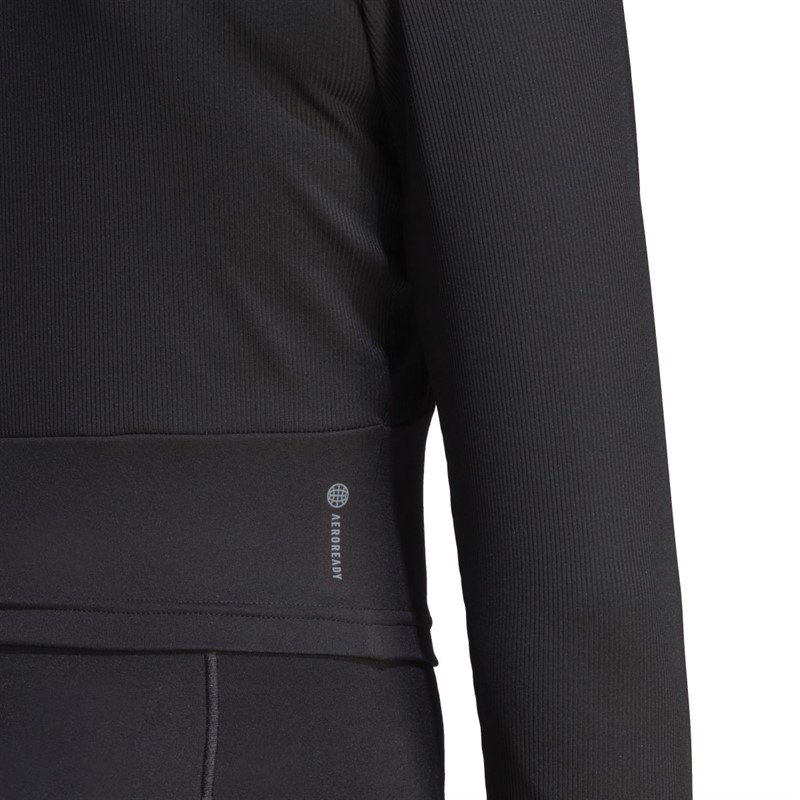 adidas Womens Studio Aeroready Long Sleeve Top Black/White