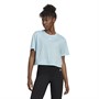 adidas Womens Studio Aeroready Loose Cropped Top Almost Blue/White