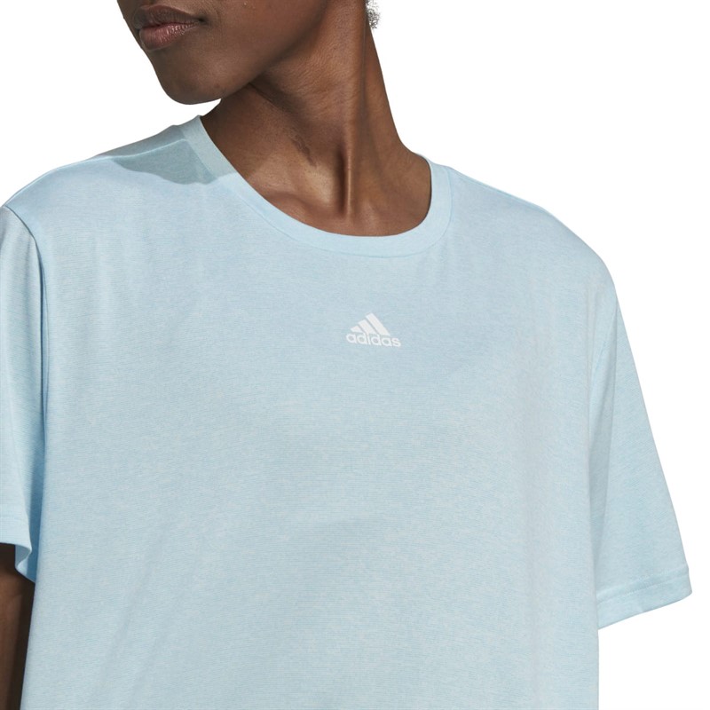 adidas Womens Studio Aeroready Loose Cropped Top Almost Blue/White