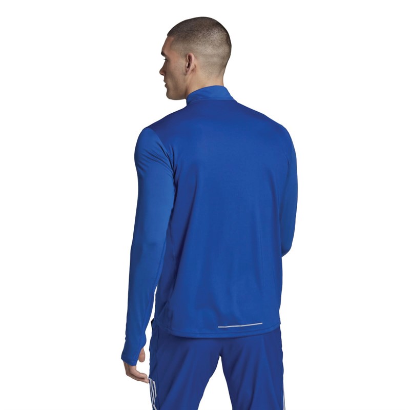 adidas Mens Own The Run 1/2 Zip Aeroready Long Sleeve Running Top Royal Blue