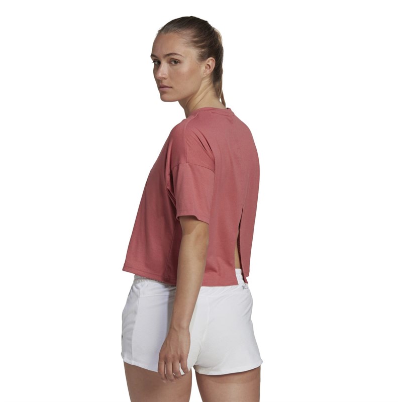 adidas Womens Train Icons Aeroready 3 Bar Logo Top Wonder Red