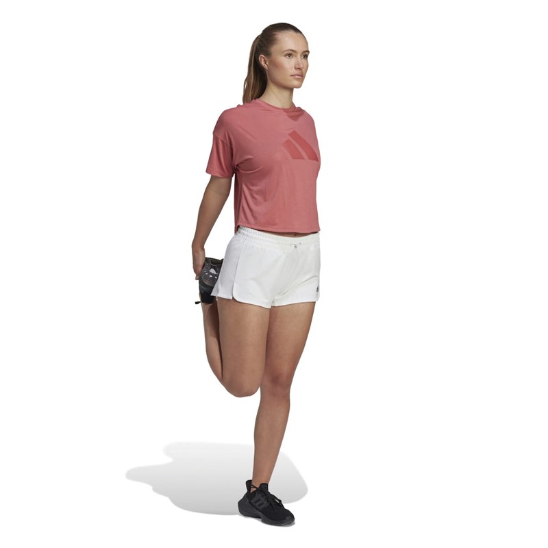 adidas Womens Train Icons Aeroready 3 Bar Logo Top Wonder Red