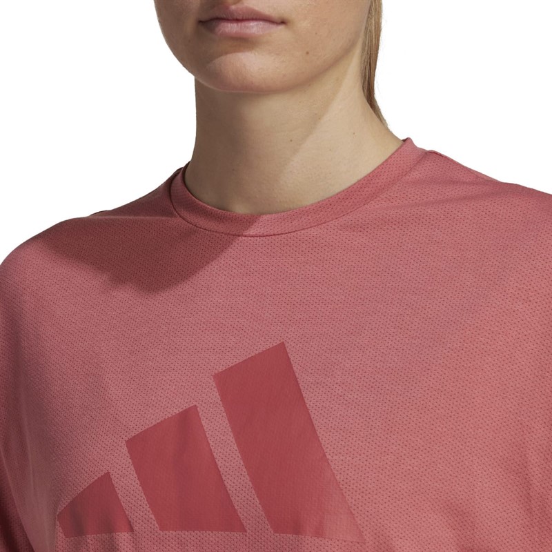 adidas Womens Train Icons Aeroready 3 Bar Logo Top Wonder Red
