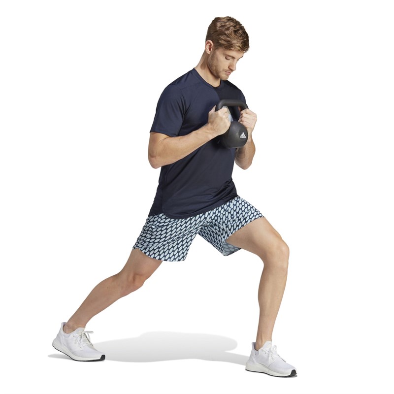 adidas Mens X Marimekko Designed For Training T-Shirt Legend Ink/Halo Blue/Light Brown