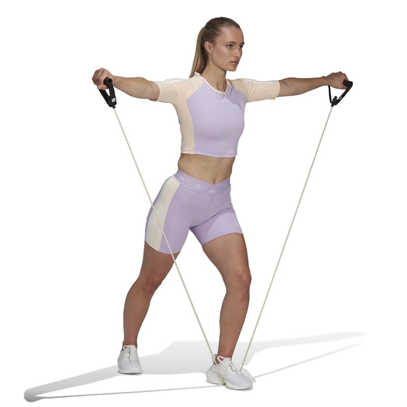 adidas Womens Hyperglam Aeroready Cropped Top Purple Glow/Blink Orange