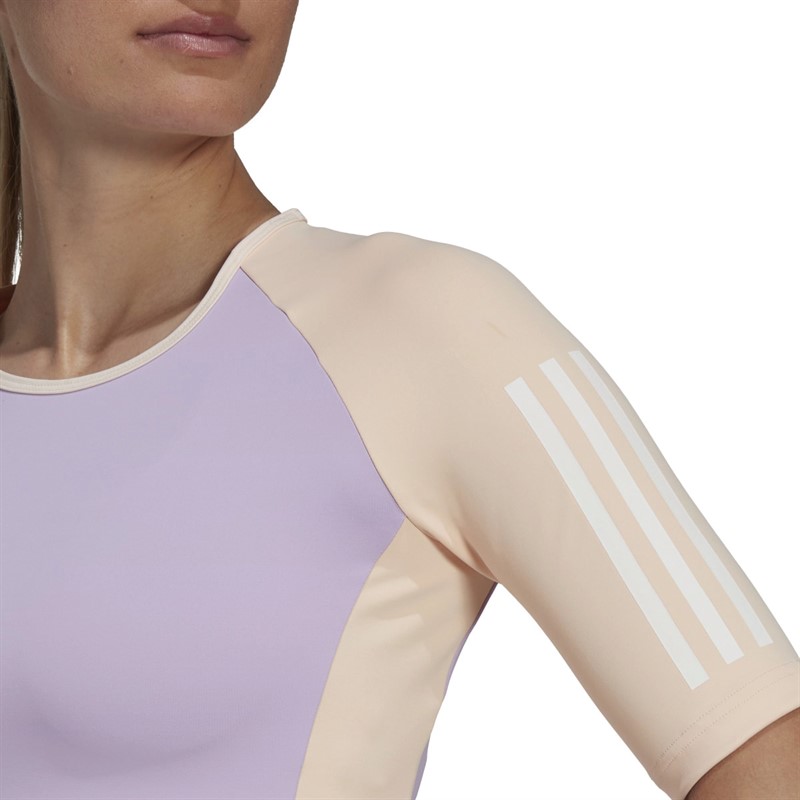 adidas Womens Hyperglam Aeroready Cropped Top Purple Glow/Blink Orange