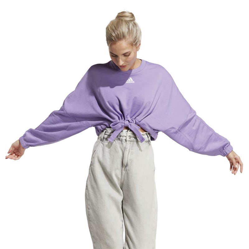 adidas Womens Cropped Dance Sweatshirt Violet Fusion/Violet Fusion