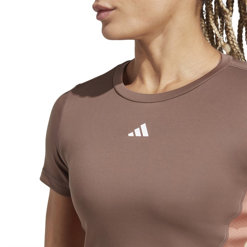 adidas Womens Aeroready Colorblock Cropped Top Earth Strata