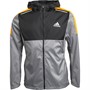 adidas Mens Woven Hooded Jacket Grey Three/Black/Orange Rush/Refer Silver