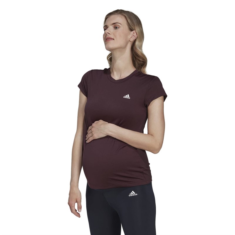 Buy adidas Womens Designed To Move Aeroready Colorblock Top Maternity Shadow Maroon White