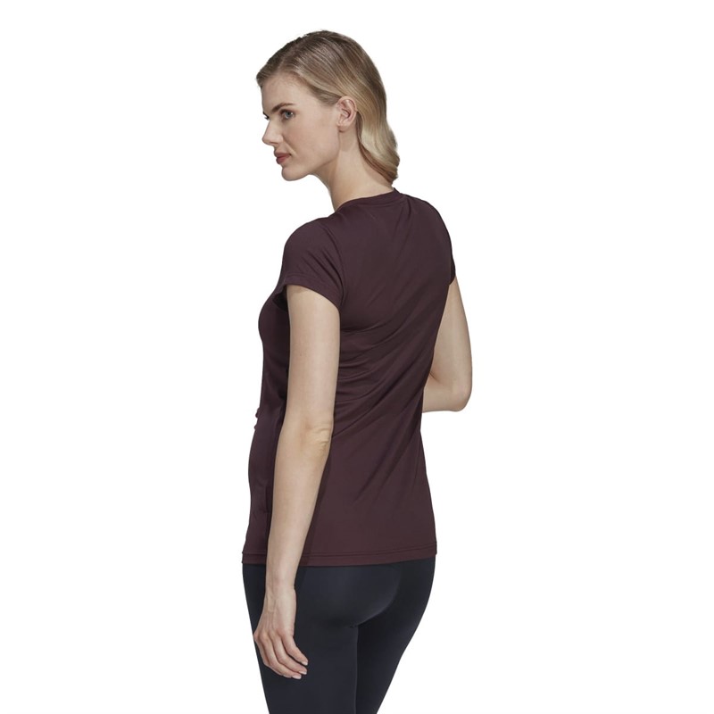 adidas Womens Designed To Move Aeroready Colorblock Top (Maternity) Shadow Maroon/White