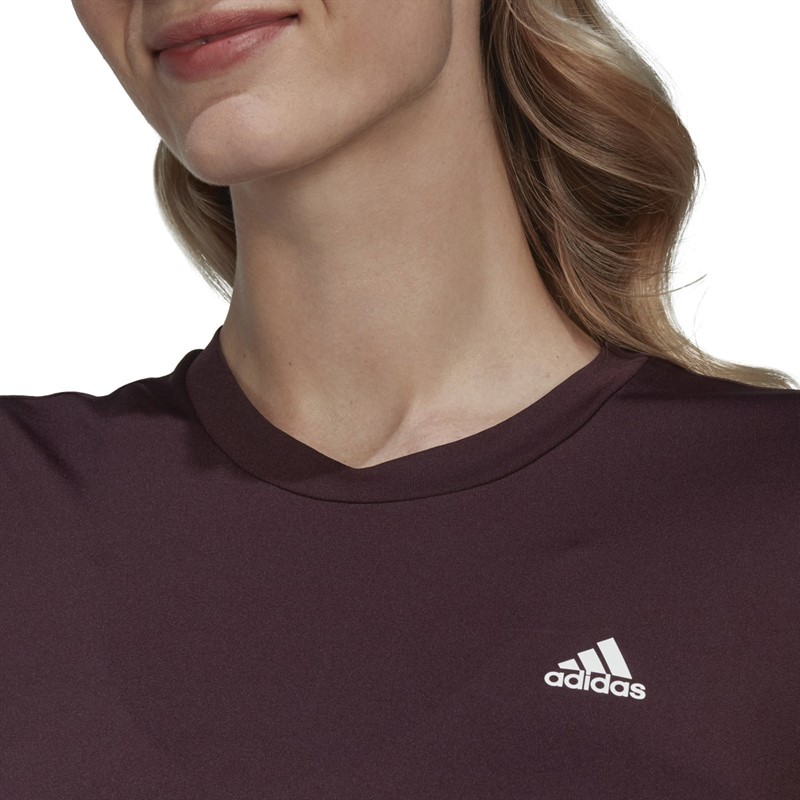 adidas Womens Designed To Move Aeroready Colorblock Top (Maternity) Shadow Maroon/White